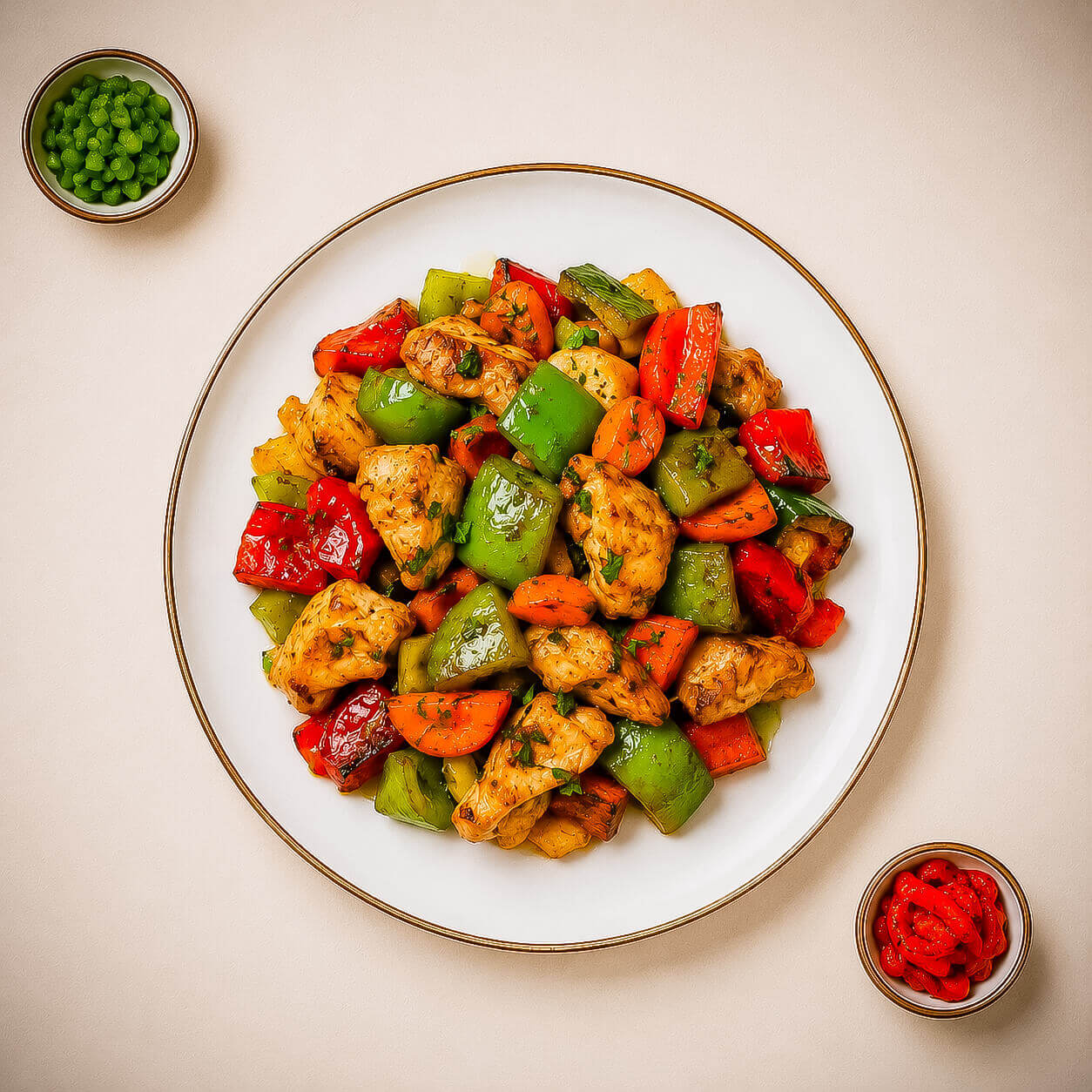 Pui la tigaie cu legume