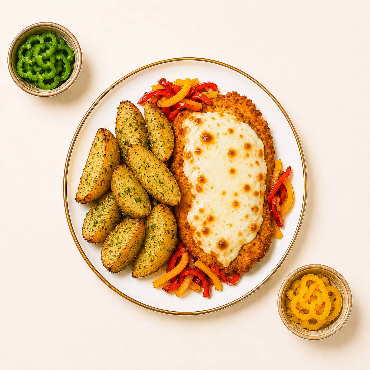 Șnițel de curcan gratinat cu mozzarella